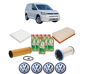 Set Pachet filtre revizie Bosch, 6 litrii ulei Castrol 0W20 Volkswagen CADDY V MPV (SBB, SBJ) 2.0 TDi BMT din 2020, 4x Stickere auto cu Volkswagen - Img 2