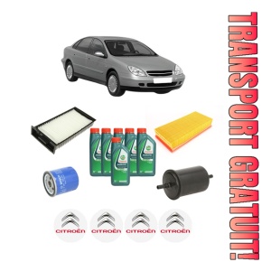 Set Pachet filtre revizie Bosch, 6 litrii ulei Castrol 10W40 CITROEN C5 I (DC_) 3.0 V6 (DCXFXC, DCXFXF) din 2001-2004, 4x Stickere auto cu CITROEN