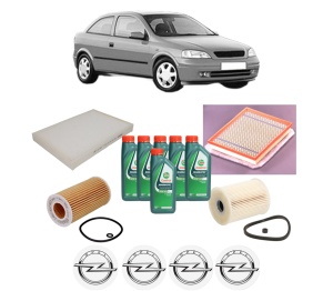 Set Pachet filtre revizie Bosch, 6 litrii ulei Castrol 10W40 OPEL ASTRA G Hatchback (T98) 2.2 DTI (F08, F48) din 2002-2005, 4x Stickere auto cu OPEL - Img 2