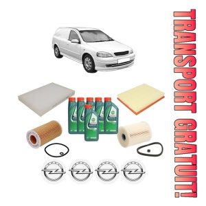 Set Pachet filtre revizie Bosch, 6 litrii ulei Castrol 10W40 OPEL ASTRA G Estate Van (F70) 2.0 DTI (F70) din 2000-2005, 4x Stickere auto cu OPEL
