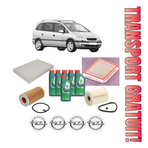 Set Pachet filtre revizie Bosch, 6 litrii ulei Castrol 10W40 OPEL ZAFIRA A MPV (T98) 2.2 DTI 16V (F75) din 2002-2005, 4x Stickere auto cu OPEL