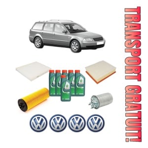 Set Pachet filtre revizie Bosch, 6 litrii ulei Castrol 10W40 Volkswagen PASSAT B5.5 Variant (3B6) 2.5 TDI 4motion din 2000-2005, 4x Stickere auto cu Volkswagen