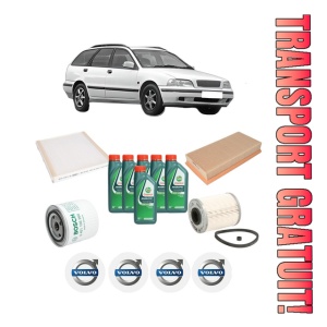 Set Pachet filtre revizie Bosch, 6 litrii ulei Castrol 10W40 VOLVO V40 Estate (645) 1.9 DI din 2000-2004, 4x Stickere auto cu VOLVO