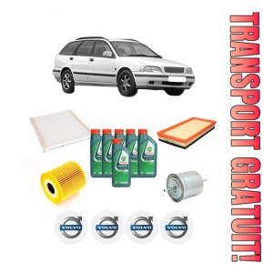 Set Pachet filtre revizie Bosch, 6 litrii ulei Castrol 10W40 VOLVO V40 Estate (645) 2.0 T din 2001-2004, 4x Stickere auto cu VOLVO