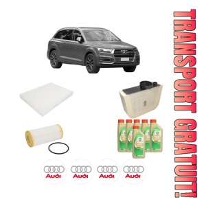 Set Pachet filtre revizie Bosch, 6 litrii ulei Castrol 5W30 AUDI Q7 (4MB, 4MG, 4MQ) 2.0 TFSI quattro din 2015, 4x Stickere auto cu AUDI