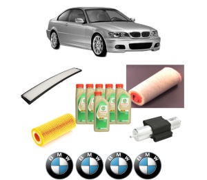 Set Pachet filtre revizie Bosch, 6 litrii ulei Castrol 5W30 BMW Seria 3 Coupe (E46) 320 Cd din 2003-2006, 4x Stickere auto cu BMW - Img 2