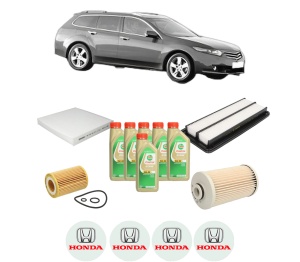 Set Pachet filtre revizie Bosch, 6 litrii ulei Castrol 5W30 HONDA ACCORD VIII Estate (CW) 2.2 i-DTEC (CW3) din 2008-2015, 4x Stickere auto cu HONDA - Img 2