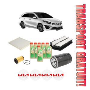 Set Pachet filtre revizie Bosch, 6 litrii ulei Castrol 5W30 KIA CEE'D Combi Van (JD) 1.6 CRDi din 2012-2018, 4x Stickere auto cu KIA