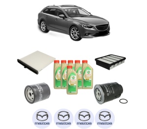 Set Pachet filtre revizie Bosch, 6 litrii ulei Castrol 5W30 MAZDA 6 Estate (GJ, GL) 2.2 D (GJ2FW, GJ692) din 2012-2018, 4x Stickere auto cu MAZDA - Img 2