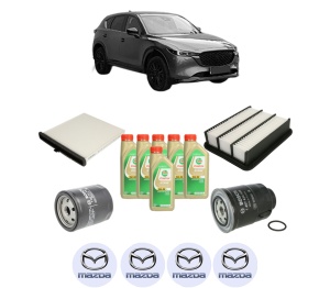 Set Pachet filtre revizie Bosch, 6 litrii ulei Castrol 5W30 MAZDA CX-5 (KF) 2.2 D AWD din 2018, 4x Stickere auto cu MAZDA - Img 2