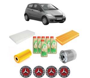 Set Pachet filtre revizie Bosch, 6 litrii ulei Castrol 5W30 MERCEDES-BENZ A-CLASS (W169) A 180 CDI (169.007, 169.307) din 2004-2012, 4x Stickere auto cu MERCEDES-BENZ - Img 2