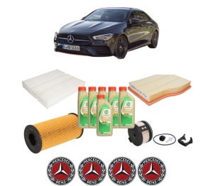 Set Pachet filtre revizie Bosch, 6 litrii ulei Castrol 5W30 MERCEDES-BENZ CLA (C118) CLA 180 d (118.303) din 2019, 4x Stickere auto cu MERCEDES-BENZ - Img 2