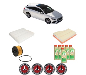 Set Pachet filtre revizie Bosch, 6 litrii ulei Castrol 5W30 MERCEDES-BENZ CLA Shooting Brake (X118) CLA 180 (118.684) din 2019, 4x Stickere auto cu MERCEDES-BENZ - Img 2