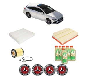 Set Pachet filtre revizie Bosch, 6 litrii ulei Castrol 5W30 MERCEDES-BENZ CLA Shooting Brake (X118) CLA 250 4-matic (118.647) din 2019, 4x Stickere auto cu MERCEDES-BENZ - Img 2