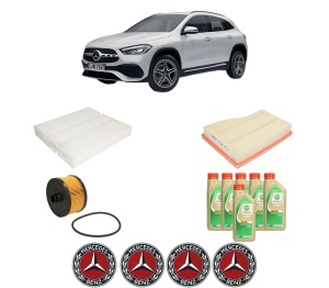 Set Pachet filtre revizie Bosch, 6 litrii ulei Castrol 5W30 MERCEDES-BENZ GLA (H247) GLA 180 (247.784) din 2020, 4x Stickere auto cu MERCEDES-BENZ - Img 2