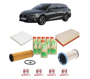 Set Pachet filtre revizie Bosch, 6 litrii ulei Castrol 5W30 SEAT LEON Sportstourer (KL8, KLD) 2.0 TDI din 2020, 4x Stickere auto cu SEAT - Img 2