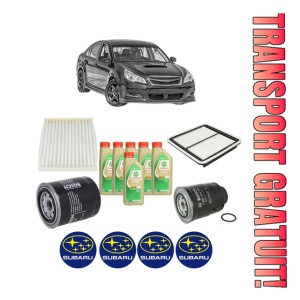 Set Pachet filtre revizie Bosch, 6 litrii ulei Castrol 5W30 SUBARU LEGACY V (BM) 2.0 D AWD (BMD) din 2009-2014, 4x Stickere auto cu SUBARU