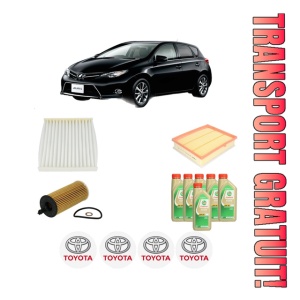 Set Pachet filtre revizie Bosch, 6 litrii ulei Castrol 5W30 TOYOTA AURIS (_E18_) 1.6 D4-D (WWE185_) din 2015-2018, 4x Stickere auto cu TOYOTA
