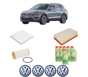 Set Pachet filtre revizie Bosch, 6 litrii ulei Castrol 5W30 Volkswagen TIGUAN ALLSPACE (BW2, BJ2) 2.0 TSI 4motion din 2017, 4x Stickere auto cu Volkswagen - Img 2