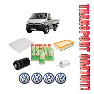 Set Pachet filtre revizie Bosch, 6 litrii ulei Castrol 5W30 Volkswagen TRANSPORTER T5 Platform/Chassis (7JD, 7JE, 7JL, 7JY, 7JZ, 7F 2.0 TSI din 2012-2015, 4x Stickere auto cu Volkswagen