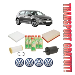 Set Pachet filtre revizie Bosch, 6 litrii ulei Castrol 5W30 Volkswagen GOLF VII (5G1, BQ1, BE1, BE2) 2.0 GTI din 2013-2020, 4x Stickere auto cu Volkswagen