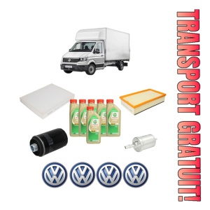 Set Pachet filtre revizie Bosch, 6 litrii ulei Castrol 5W30 Volkswagen TRANSPORTER T6 Van (SGA, SGH, SHA, SHH) 2.0 TSI din 2015-2019, 4x Stickere auto cu Volkswagen