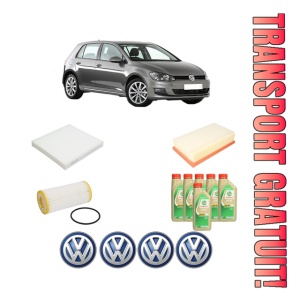 Set Pachet filtre revizie Bosch, 6 litrii ulei Castrol 5W30 Volkswagen GOLF VII (5G1, BQ1, BE1, BE2) 2.0 GTI Clubsport din 2016-2017, 4x Stickere auto cu Volkswagen