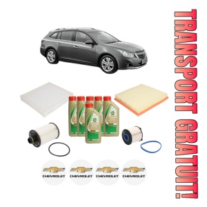 Set Pachet filtre revizie Bosch, 6 litrii ulei Castrol 5W40 CHEVROLET CRUZE Station Wagon (J308) 2.0 TD din 2012, 4x Stickere auto cu CHEVROLET