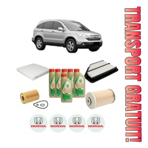 Set Pachet filtre revizie Bosch, 6 litrii ulei Castrol 5W40 HONDA CR-V III (RE_) 2.2 i-CTDi 4WD (RE6) din 2007, 4x Stickere auto cu HONDA