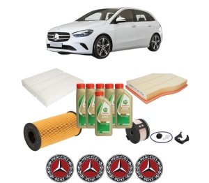 Set Pachet filtre revizie Bosch, 6 litrii ulei Castrol 5W40 MERCEDES-BENZ B-CLASS Sports Tourer (W247) B 180 d (247.003) din 2018, 4x Stickere auto cu MERCEDES-BENZ - Img 2