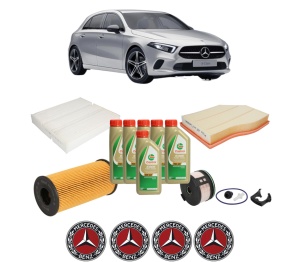 Set Pachet filtre revizie Bosch, 6 litrii ulei Castrol 5W40 MERCEDES-BENZ A-CLASS (W177) A 160 d (177.002) din 2019, 4x Stickere auto cu MERCEDES-BENZ - Img 2