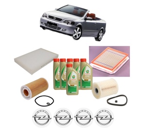 Set Pachet filtre revizie Bosch, 6 litrii ulei Castrol 5W40 OPEL ASTRA G Convertible (T98) 2.2 DTI (F67) din 2002-2005, 4x Stickere auto cu OPEL - Img 2