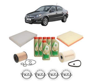 Set Pachet filtre revizie Bosch, 6 litrii ulei Castrol 5W40 OPEL ASTRA H CLASSIC Saloon (A04) 1.7 CDTi (L69) din 2009, 4x Stickere auto cu OPEL - Img 2