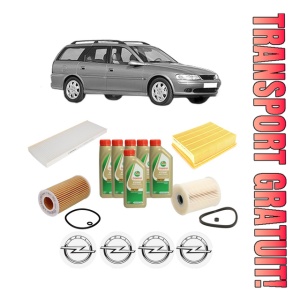 Set Pachet filtre revizie Bosch, 6 litrii ulei Castrol 5W40 OPEL VECTRA B Estate (J96) 2.2 DTI 16V (F35) din 2000-2002, 4x Stickere auto cu OPEL