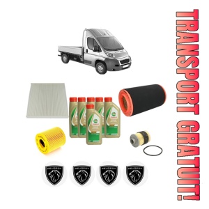 Set Pachet filtre revizie Bosch, 6 litrii ulei Castrol 5W40 PEUGEOT BOXER Platform/Chassis 2.2 HDi 120 din 2006-2016, 4x Stickere auto cu PEUGEOT