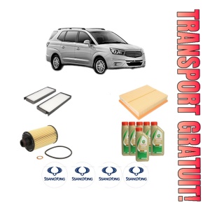Set Pachet filtre revizie Bosch, 6 litrii ulei Castrol 5W40 SSANGYONG RODIUS II 2.0 XDi din 2013, 4x Stickere auto cu SSANGYONG