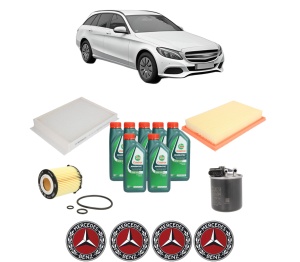 Set Pachet filtre revizie Bosch, 7 litrii ulei Castrol 10W40 MERCEDES-BENZ C-CLASS T-Model (S205) C 300 (205.248) din 2015-2018, 4x Stickere auto cu MERCEDES-BENZ - Img 2