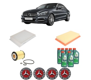 Set Pachet filtre revizie Bosch, 7 litrii ulei Castrol 10W40 MERCEDES-BENZ C-CLASS (W205) C 160 (205.044) din 2015-2019, 4x Stickere auto cu MERCEDES-BENZ - Img 2