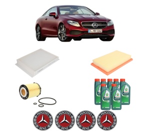 Set Pachet filtre revizie Bosch, 7 litrii ulei Castrol 10W40 MERCEDES-BENZ E-CLASS Coupe (C238) E 200 4-matic (238.343) din 2017, 4x Stickere auto cu MERCEDES-BENZ - Img 2