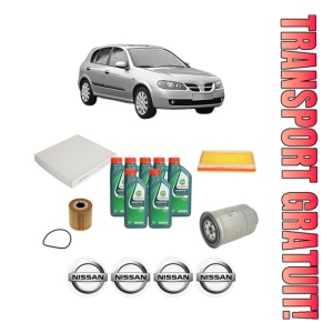 Set Pachet filtre revizie Bosch, 7 litrii ulei Castrol 10W40 NISSAN ALMERA II Hatchback (N16) 2.2 Di din 2000-2003, 4x Stickere auto cu NISSAN