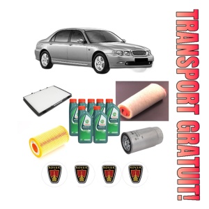 Set Pachet filtre revizie Bosch, 7 litrii ulei Castrol 10W40 ROVER 75 (RJ) 2.0 CDTi din 2003-2005, 4x Stickere auto cu ROVER