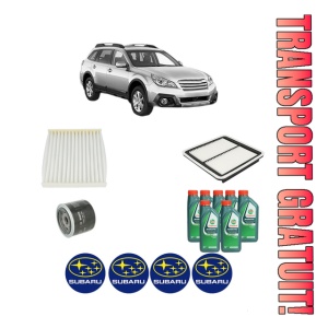 Set Pachet filtre revizie Bosch, 7 litrii ulei Castrol 10W40 SUBARU OUTBACK (BR) 3.6 R AWD (BRF) din 2009, 4x Stickere auto cu SUBARU