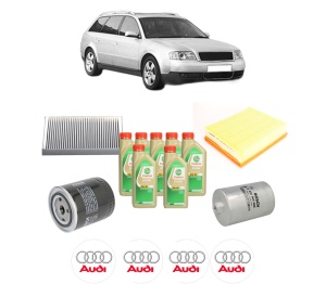 Set Pachet filtre revizie Bosch, 7 litrii ulei Castrol 5W30 AUDI A6 C5 Avant (4B5, 4B6) 3.0 quattro din 2001-2005, 4x Stickere auto cu AUDI - Img 2