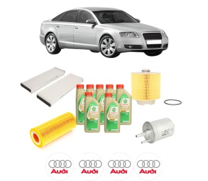 Set Pachet filtre revizie Bosch, 7 litrii ulei Castrol 5W30 AUDI A6 C6 (4F2) 2.8 FSI quattro din 2008-2011, 4x Stickere auto cu AUDI - Img 2