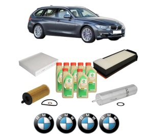 Set Pachet filtre revizie Bosch, 7 litrii ulei Castrol 5W30 BMW Seria 3 Touring (F31) 335 d xDrive din 2013-2019, 4x Stickere auto cu BMW - Img 2