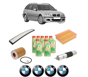 Set Pachet filtre revizie Bosch, 7 litrii ulei Castrol 5W30 BMW Seria 3 Touring (E46) 320 i din 2000-2005, 4x Stickere auto cu BMW - Img 2