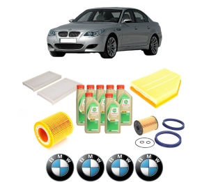 Set Pachet filtre revizie Bosch, 7 litrii ulei Castrol 5W30 BMW Seria 5 (E60) 525 xi din 2005-2007, 4x Stickere auto cu BMW - Img 2