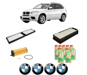 Set Pachet filtre revizie Bosch, 7 litrii ulei Castrol 5W30 BMW Seria X5 (E70) M 50 d din 2011-2013, 4x Stickere auto cu BMW - Img 2