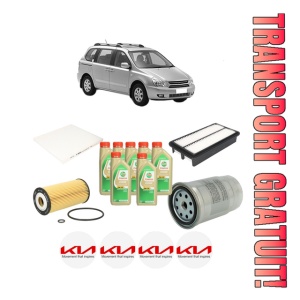 Set Pachet filtre revizie Bosch, 7 litrii ulei Castrol 5W30 KIA CARNIVAL / GRAND CARNIVAL III (VQ) 2.2 CRDi din 2010-2015, 4x Stickere auto cu KIA