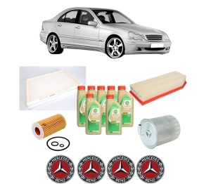 Set Pachet filtre revizie Bosch, 7 litrii ulei Castrol 5W30 MERCEDES-BENZ C-CLASS (W203) C 270 CDI (203.016) din 2000-2007, 4x Stickere auto cu MERCEDES-BENZ - Img 2